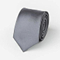 纯色丝质窄版领带 深灰色 