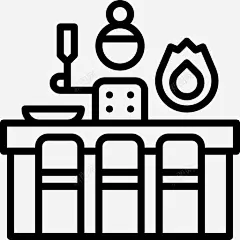 铁板烧66号餐厅线性图标 平面电商 创意素材