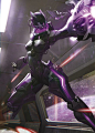 Black/Purple Bioluminescent Female Mecha