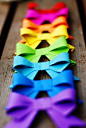 rainbow paper bows - bow tutorial from another site attached