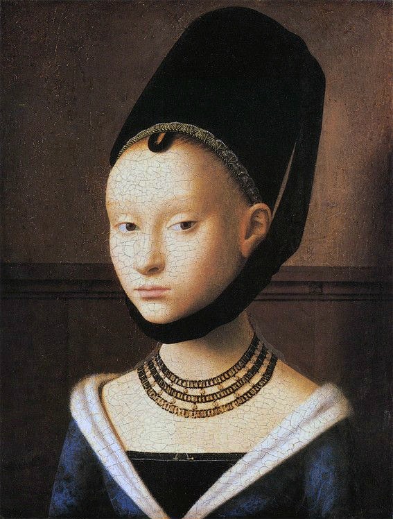 绘画参考素材1440年代三张女士肖像中世纪服饰