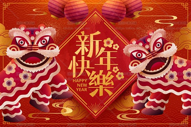 955号红色喜庆春节传统新年2019猪年...