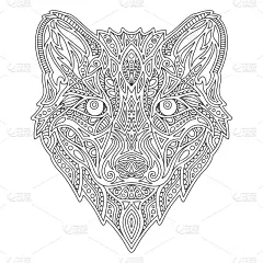 狼,成年的,线条画,动物头,彩色书,华丽的,摆拍,唱片,狗,自然美