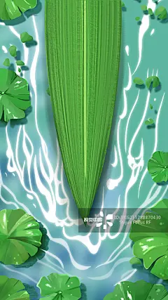 竹叶形状的船在河面上的俯视插画图片素材