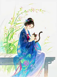 莫疑春归无觅处，静待花开会有时 #插画#东方美学 #国风计划 #古风 #我和我的猫