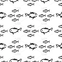 草图,海洋,鱼类,单色调,平坦的,可爱的,华丽的,纺织品,野生动物,食品