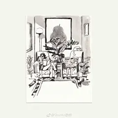 #watercolor# 雪不停下，在不通船只的小岛上/到处可以走，却没有一条路/随时可以睡，但没有一间房/想起在梦里拥抱过的人，更大的雪落下来。 ​​​​