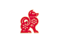 Year of the Dog flower badge pin red chinese new year illustration animal dog logo