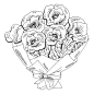 罂粟花图形黑白孤立花束素描插图向量插画图片