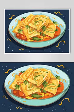 AI数字艺术美味的烤冷面插画-众图网