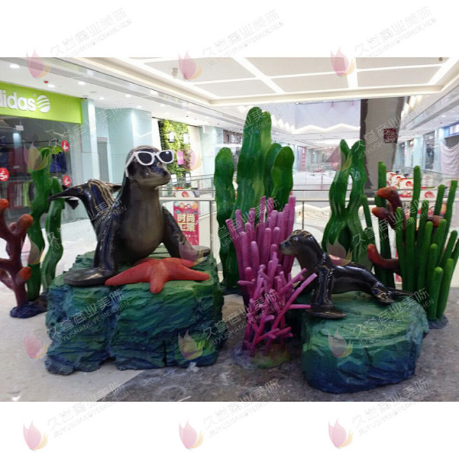 夏季橱窗玻璃钢海洋元素DP点布置美陈道具...