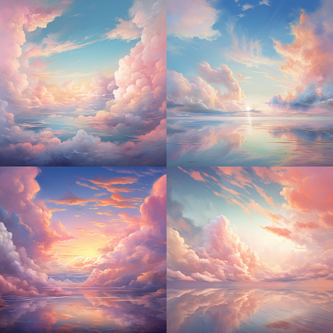 美丽柔和的多云天空，梦幻般的风景
