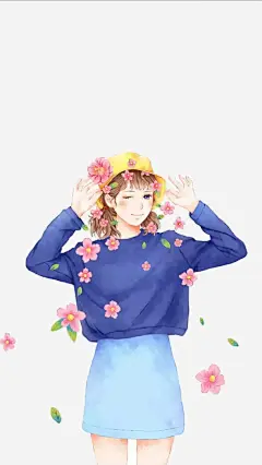 唯美手绘人物插画免抠素材_元小素 https://iipng.com 小清新 少女 手绘 插画 文艺 水彩
