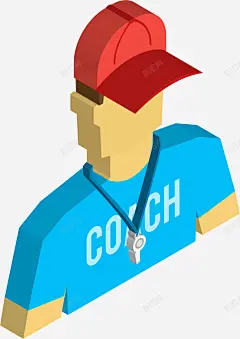 蓝色衣服教练卡通插画 免抠png 设计图片 免费下载 页面网页 平面电商 创意素材
