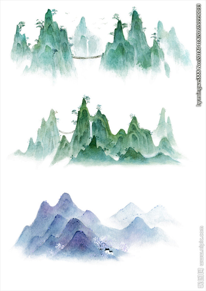 水彩山素材