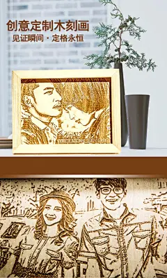 生日礼品送男朋友女生同学闺蜜照片定制木刻画周年纪念日毕业留念-淘宝网