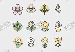 小花 【酷图网】小花,花朵,矢量花,线条图,小盆栽,可爱小花