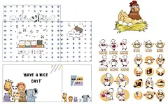 卡通图案  - 源文件下载【酷图网】可爱卡通背景,卡通鸡,卡通厨师,卡通图案,背景图案,