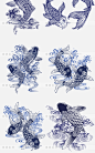 中国风日式青鲤鱼锦鲤图案传统花纹平面包装设计印花矢量图片素材
