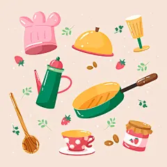 扁平卡通朋友同事聚会聚餐派对美食拍照打卡插画海报Ai设计素材-淘宝网