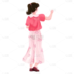 卡通感青年节女生元素贴纸