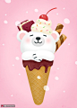 梦幻光斑可爱白熊冰淇淋甜筒夏季萌宠插画图片萌宠动物素材下载-优图网-UPPSD