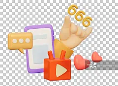 直播新媒体在线互动3D卡通插画元素正版高清图片下载-视觉中国VCG.COM