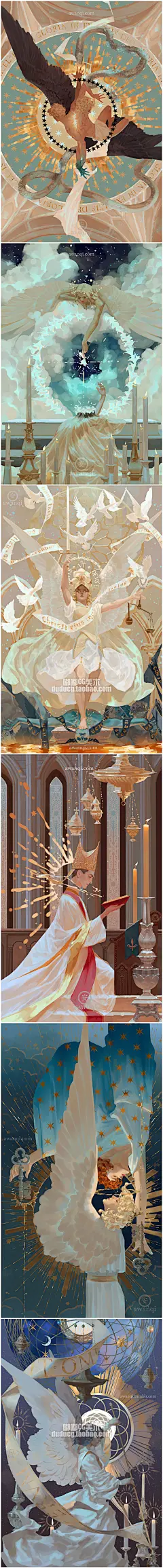 918 幻想神话插画 精美手绘欧系天使卡牌 原画抽象概念设定CG创意-淘宝网