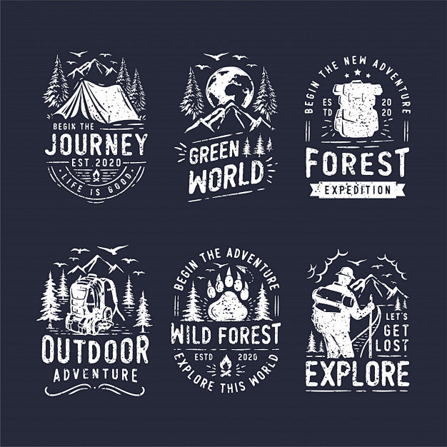 一套户外露营探险标志logo矢量图素材