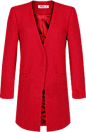 红色简约干练西装中长款呢大衣-最搭配