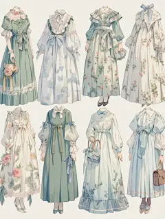 连衣裙｜oc穿搭服设手帐贴纸插画素材21弹