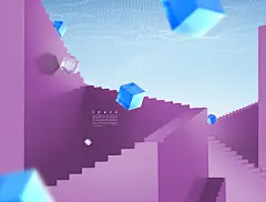 Virtual Space Geometry Poster Template 15款未来虚拟空间抽象宇宙几何海报主视觉KV设计PS分层模板素材 - UIGUI