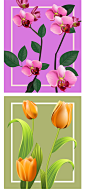 花店写实鲜花玫瑰郁金香植物叶子黄色粉色紫色蓝色插画AI矢量素材-淘宝网