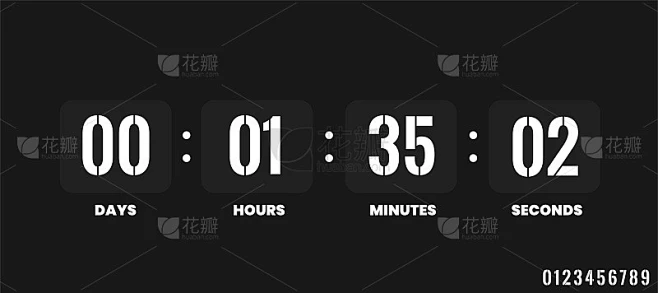 倒计时钟。计数器计时器时钟计数天数字下来手表数字分钟来得分小时显示网页。