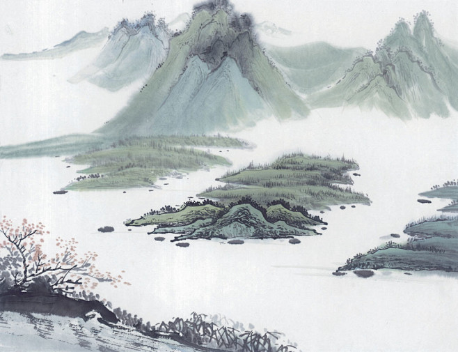 国画山水-群山翠色