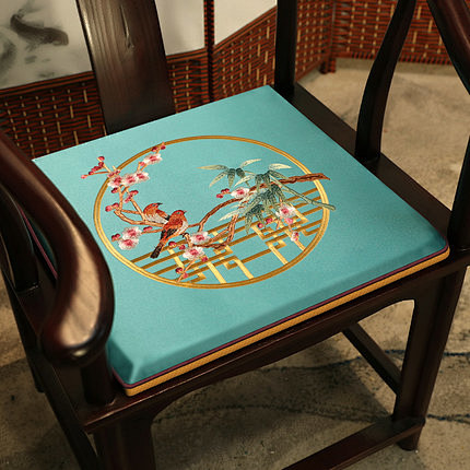 新中式实木家具餐椅垫圈椅茶桌凳子椅垫家用...