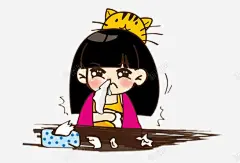 感冒中的小女孩 创意素材