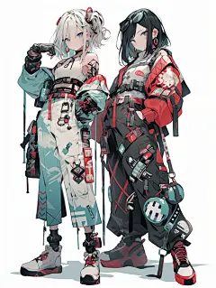 AI卡通动漫人物插画素材 游戏立绘原画 二次元角色设计 临摹图-淘宝网