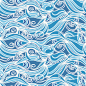 蓝色海洋海浪波浪蓝色纹理纹路 平铺底纹AI矢量设计素材 (3)