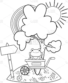 可爱的,独轮手推车,性格,蟾蜍,野生动物,青蛙,小的,动物,面部表情,两栖纲