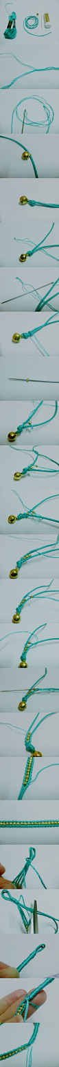 珠子+绳子+铃铛编织手链手镯的手工制作diy教程
