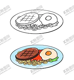 手绘卡通填色简笔画牛排套餐 【酷图网】牛排,牛扒,烤牛排,煎牛排,牛肉粒,牛仔粒,西餐牛排,黑椒牛排,西冷牛排,菲力牛排,香煎牛排,黑椒牛柳,黑胡椒牛排,蒜香牛仔粒,插画,卡通,休闲,手绘,轻奢