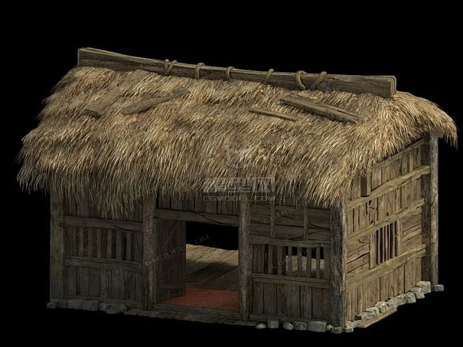 古建茅草屋细模_哈哈哈儿作品_场景古代场景_cg模型网