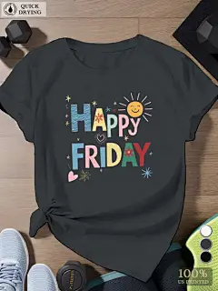 快乐星期五插画 女士加大码运动短袖t恤