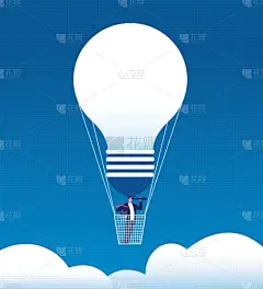 男商人,男人,热气球,半空中,商务,策略,云,想法,搜寻