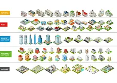 城市建筑   - 源文件下载【酷图网】城市建筑,塔吊建筑工地,立体空间插画,立体空间,城市社区插画,城市插画,社区插画,城市街道,高楼大厦,楼房,住宅区,小区楼房,城市社区,医院