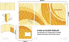 六页A4文件夹模板模切和标准名片插槽
