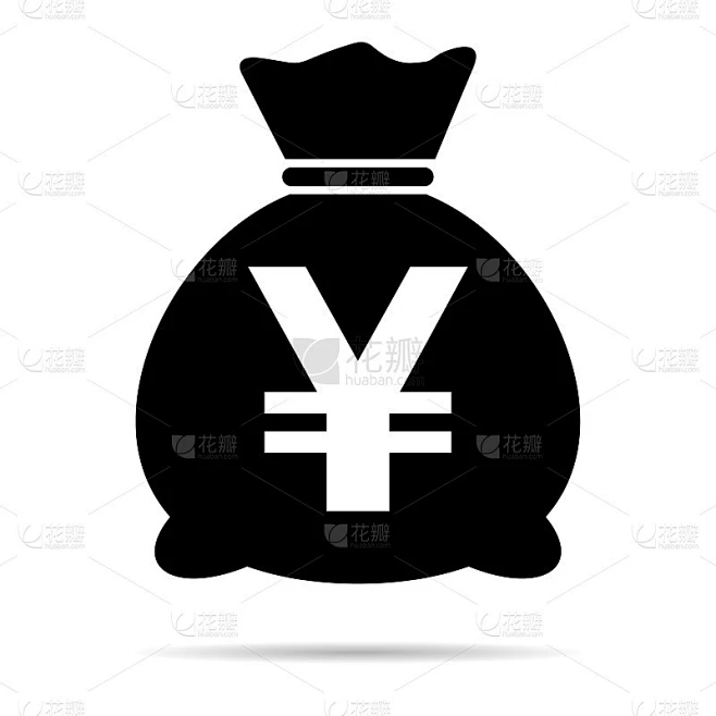 钱袋图标孤立的白色背景。银行符号，利润图形，平面网页标志素材-花瓣网