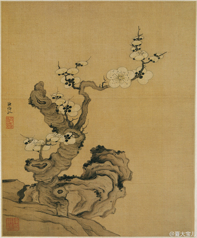 10.明 陈洪绶《花鸟画十册 之 老梅》...