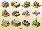 New Rock City graphic design game art builder city social Isometric cartoon prehistoric maszrum concept assets buildings